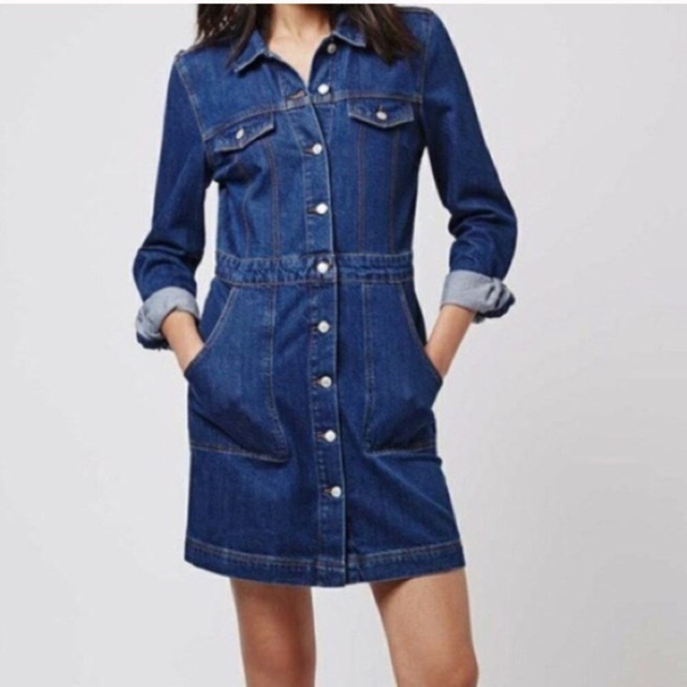 Topshop Blue Denim Mini Dress